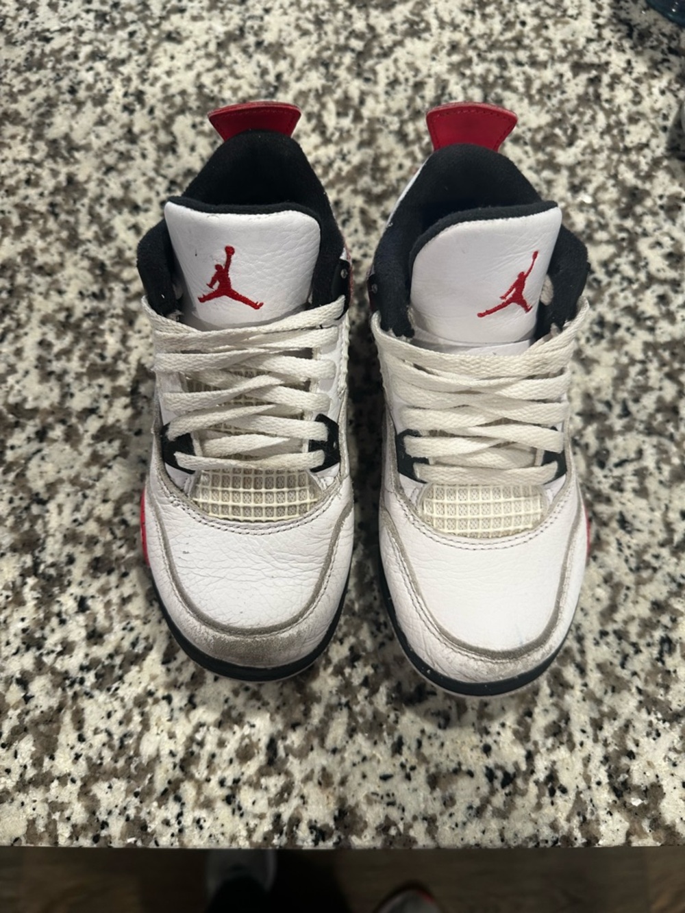 Nike Kids White, Red & Black Retro 4’s Basketball Sneakers